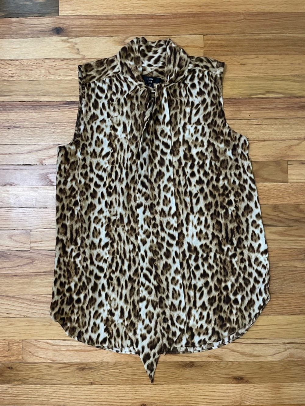 J. Crew Leopard Print Sleeveless Tie-Neck Blouse